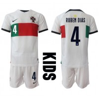 Dres Portugal Ruben Dias #4 Gostujuci za djecu SP 2022 Kratak Rukav (+ kratke hlače)